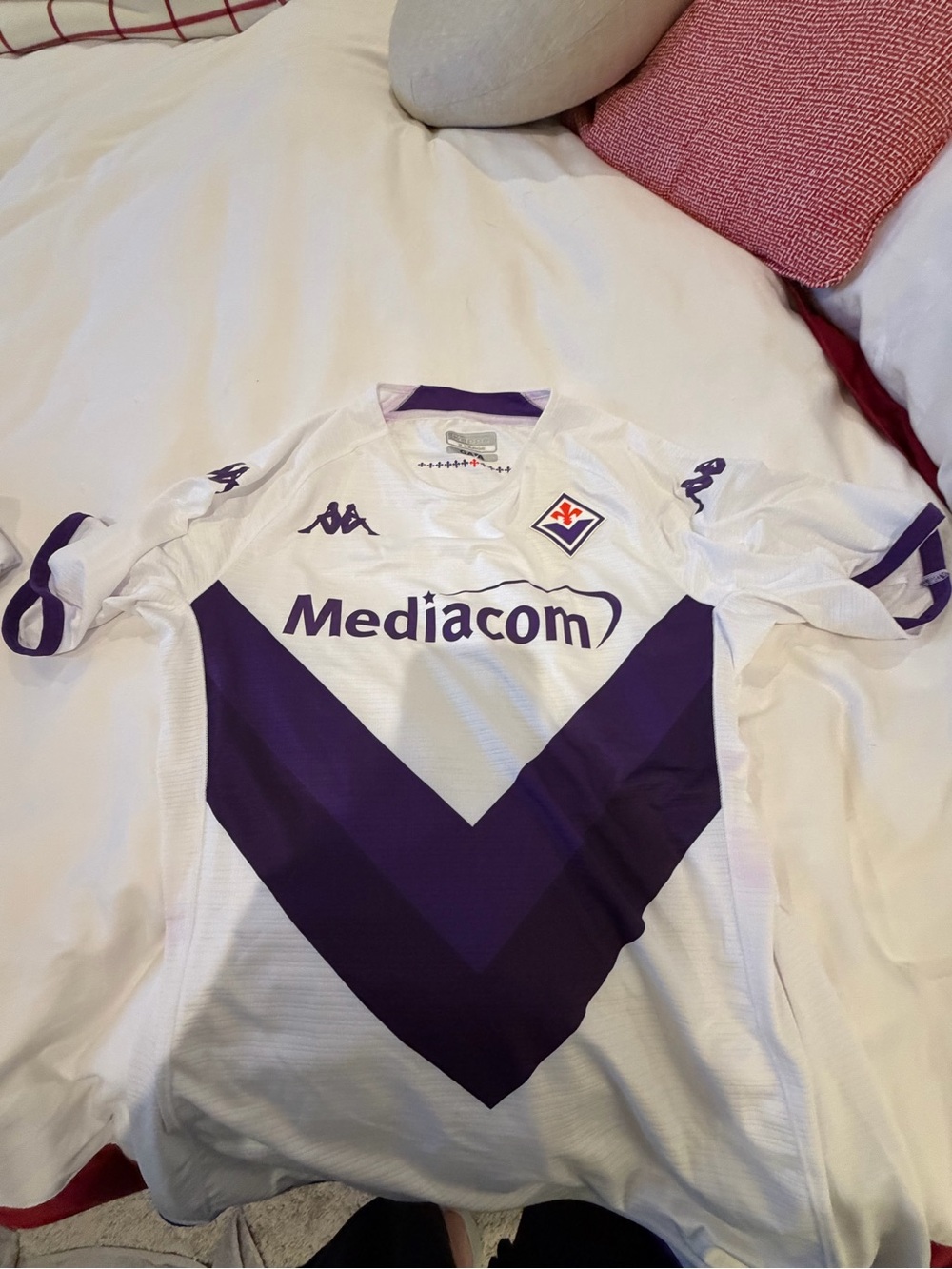 Official ACF Fiorentina 2022/23 Away Jersey Kappa White Purple XL - NWOT